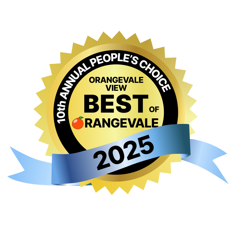 10th Annual People's Choice Award medallion from Orangevale View, naming BCGK Communities Best of Orangevale, 2025